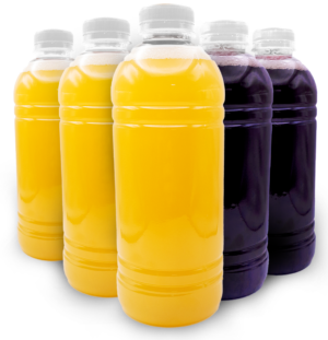 GARRAFA TRANSP REDONDA 1000ML C/TAMPA BRANCA C/100UN