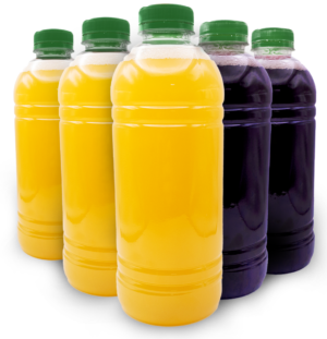 GARRAFA TRANSP REDONDA 1000ML C/TAMPA VERDE C/100UN