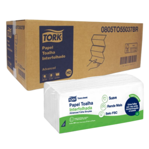 PAPEL TOALHA INTERFOLHADO ADVANCED FOLHA SIMPLES 16X260UN