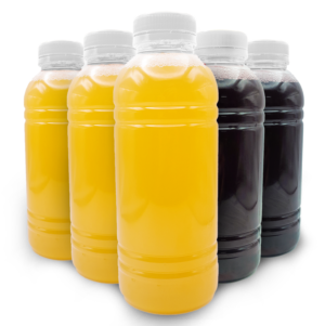 GARRAFA TRANSP REDONDA 500ML C/TAMPA BRANCA C/100UN