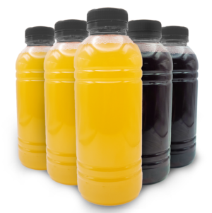 GARRAFA TRANSP REDONDA 500ML C/TAMPA PRETA C/100UN