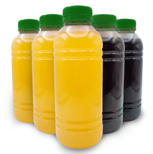 GARRAFA TRANSP REDONDA 500ML C/TAMPA VERDE C/100UN