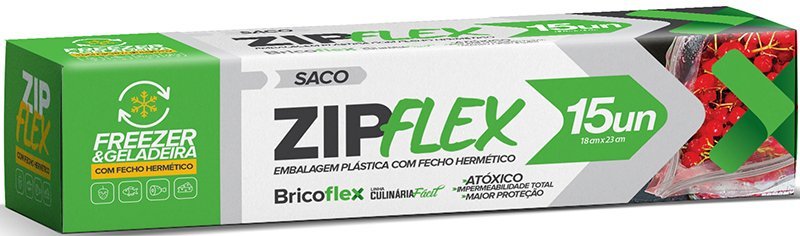 SACO PLAST ZIPFREEZER 18X23CM CX 12X15UN BRICOFLEX
