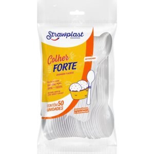 COLHER FORTE BRANCA CX 10X50UN STRAWPLAST
