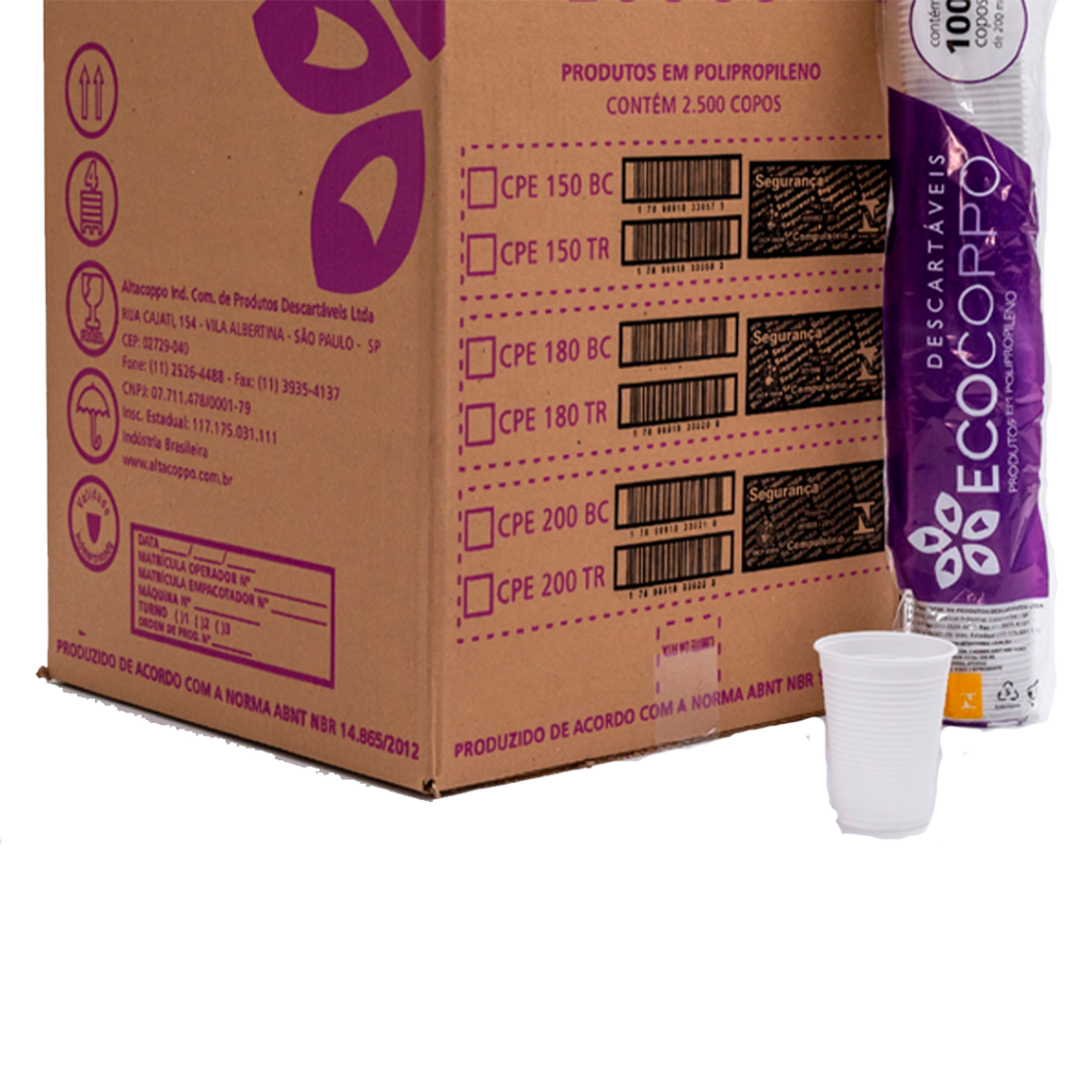 COPO 200ML TRANSP PP CX 25X100 ECOCOPPO ALTACOPPO