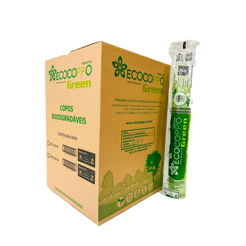 COPO 180ML ECOGREEN PP CX 25X100 BIO ALTACOPPO