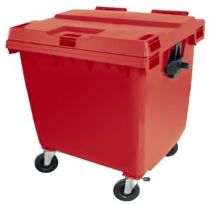 CONTENTOR MOVEL 1000L VERMELHO C/RODAS JSN