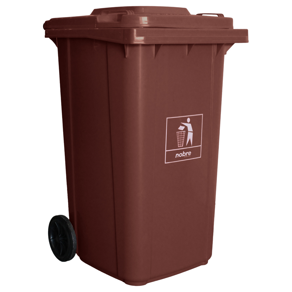 COLETORA PLASTICA 240L MARROM C/RODAS NOBRE