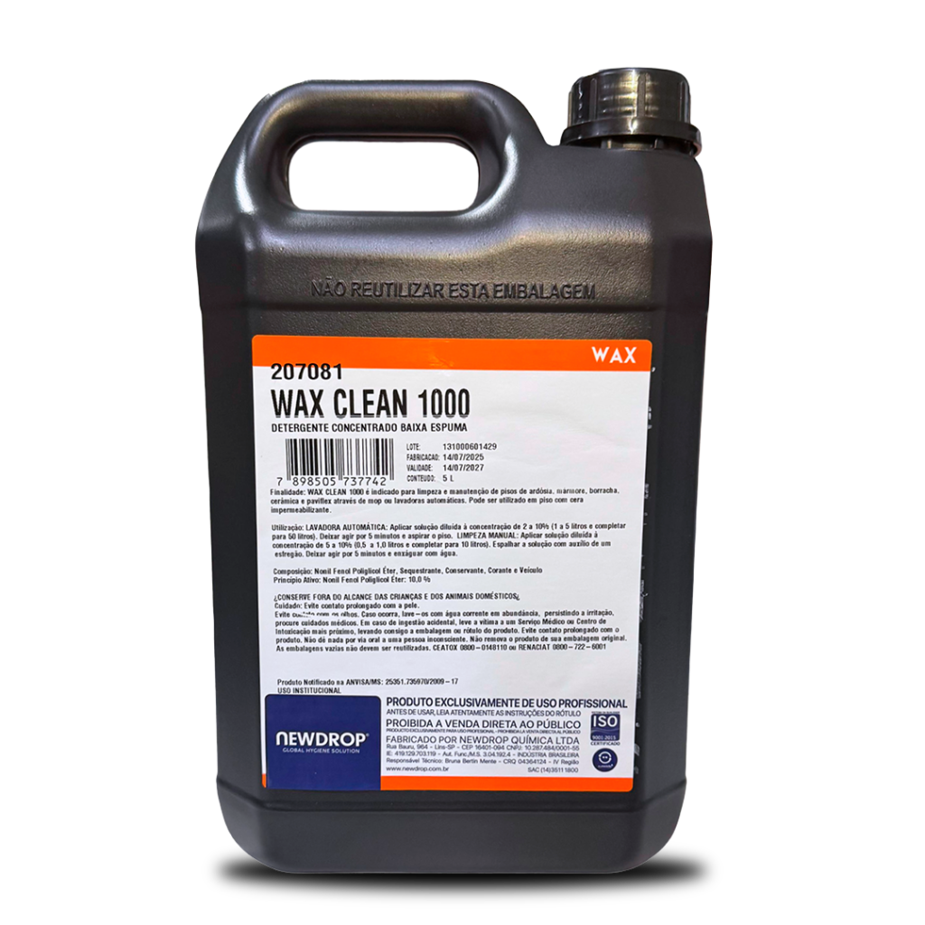 DETERG WAX CLEAN 1000 BAIXA ESPUM 5L NEWDROP