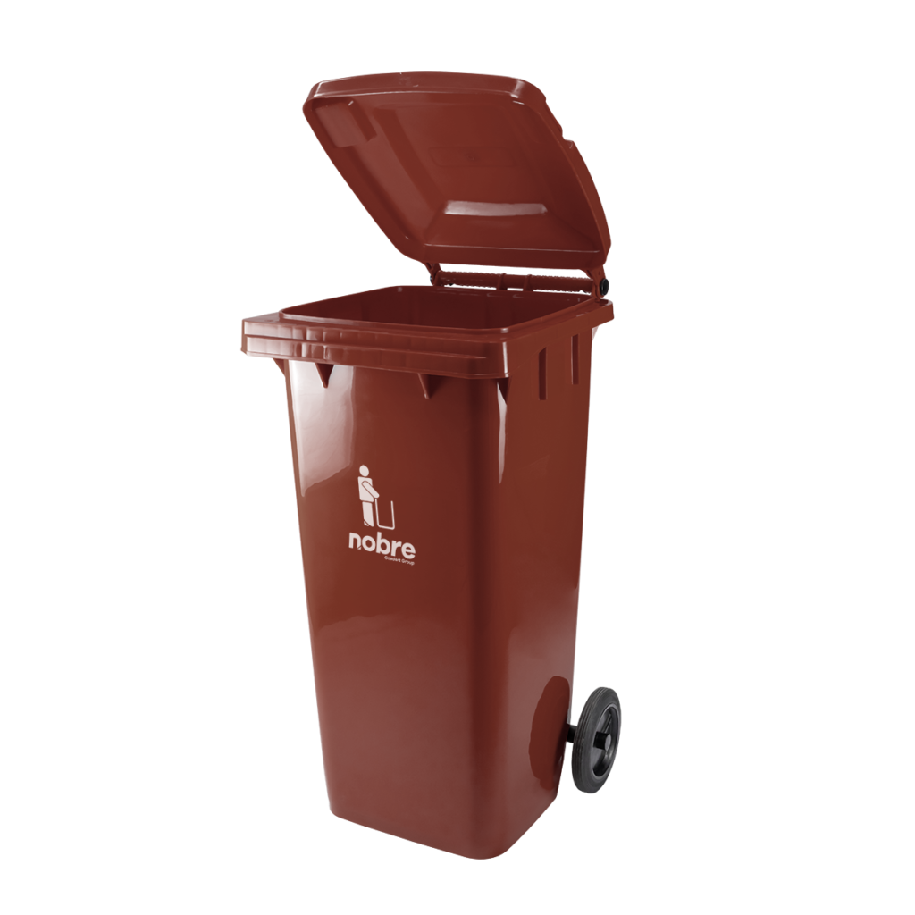 COLETORA PLASTICA 120L MARROM C/RODAS NOBRE