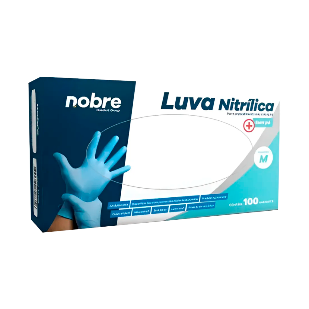 LUVA NITRILICA S/PO M AZ C/100 NOBRE
