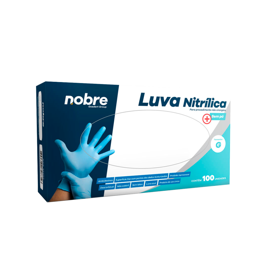 LUVA NITRILICA S/PO G AZ C/100 NOBRE