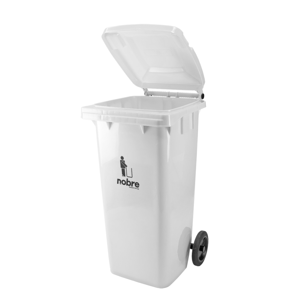 COLETORA PLASTICA 120L BRANCA C/RODAS NOBRE