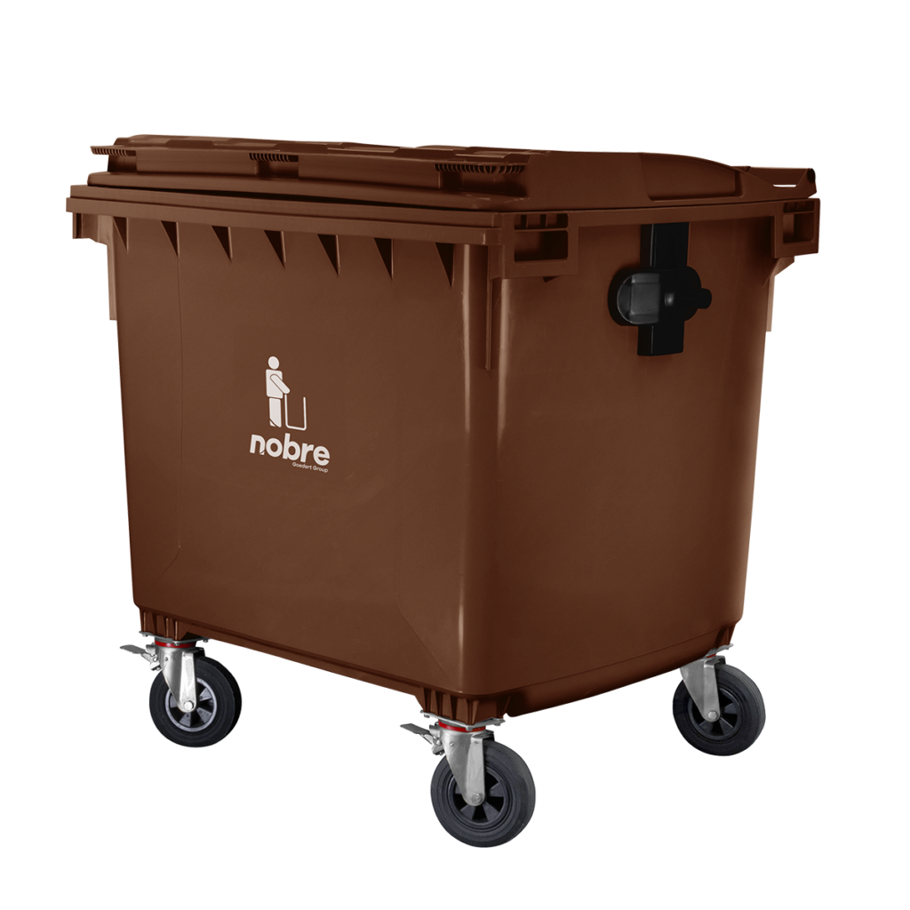 CONTEINER PLASTICO 1100L MARROM C/RODAS NOBRE