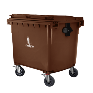 CONTEINER PLASTICO 1100L MARROM C/RODAS NOBRE