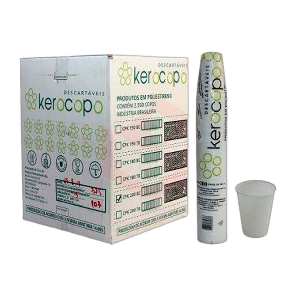COPO 200ML TRANSP PS CX 25X100 KEROCOPO ALTACOPPO