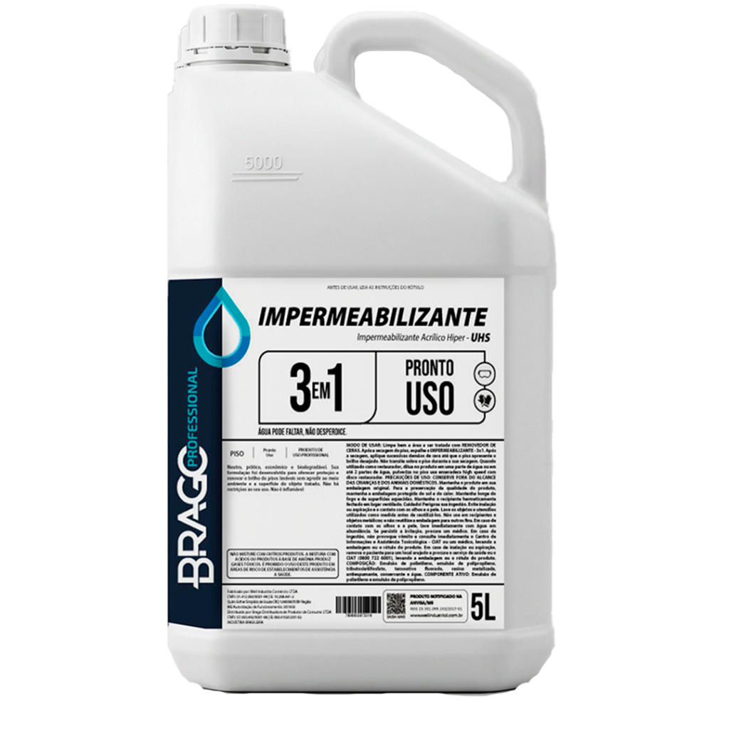 IMPERMEABILIZANTE ACRILICO 3X1 UHS 5L BRAGO PROFESSIONAL