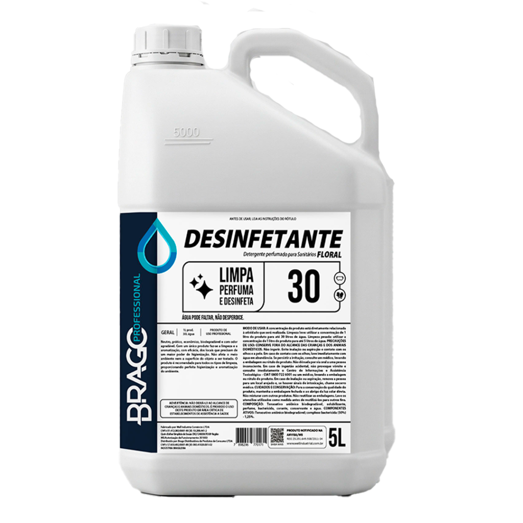 DESINF CONCENTRADO FLORAL 5L 1/30 BRAGO PROFESSIONAL