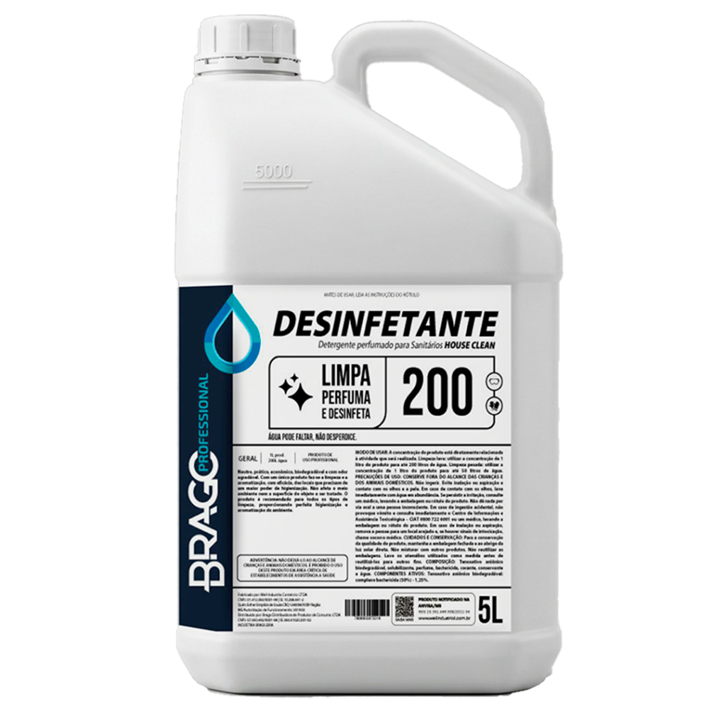 DESINF CONCENTRADO HOUSE CLEAN 5L 1/200 BRAGO PROFESSIONAL