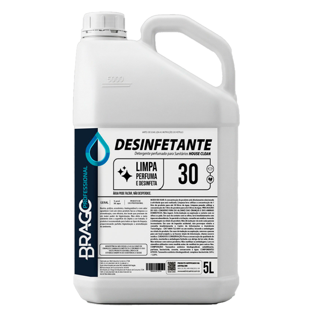 DESINF CONCENTRADO HOUSE CLEAN 5L 1/30 BRAGO PROFESSIONAL