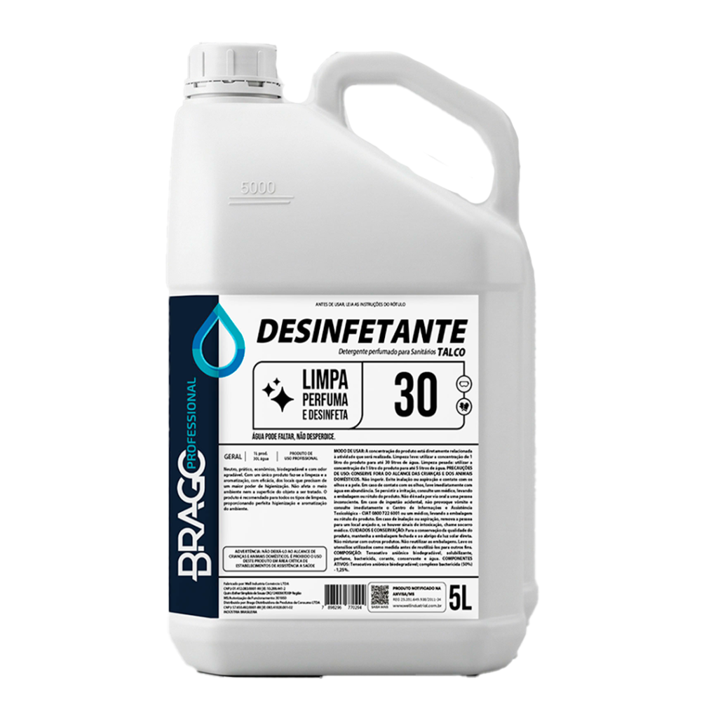 DESINF CONCENTRADO TALCO 5L 1/30 BRAGO PROFESSIONAL