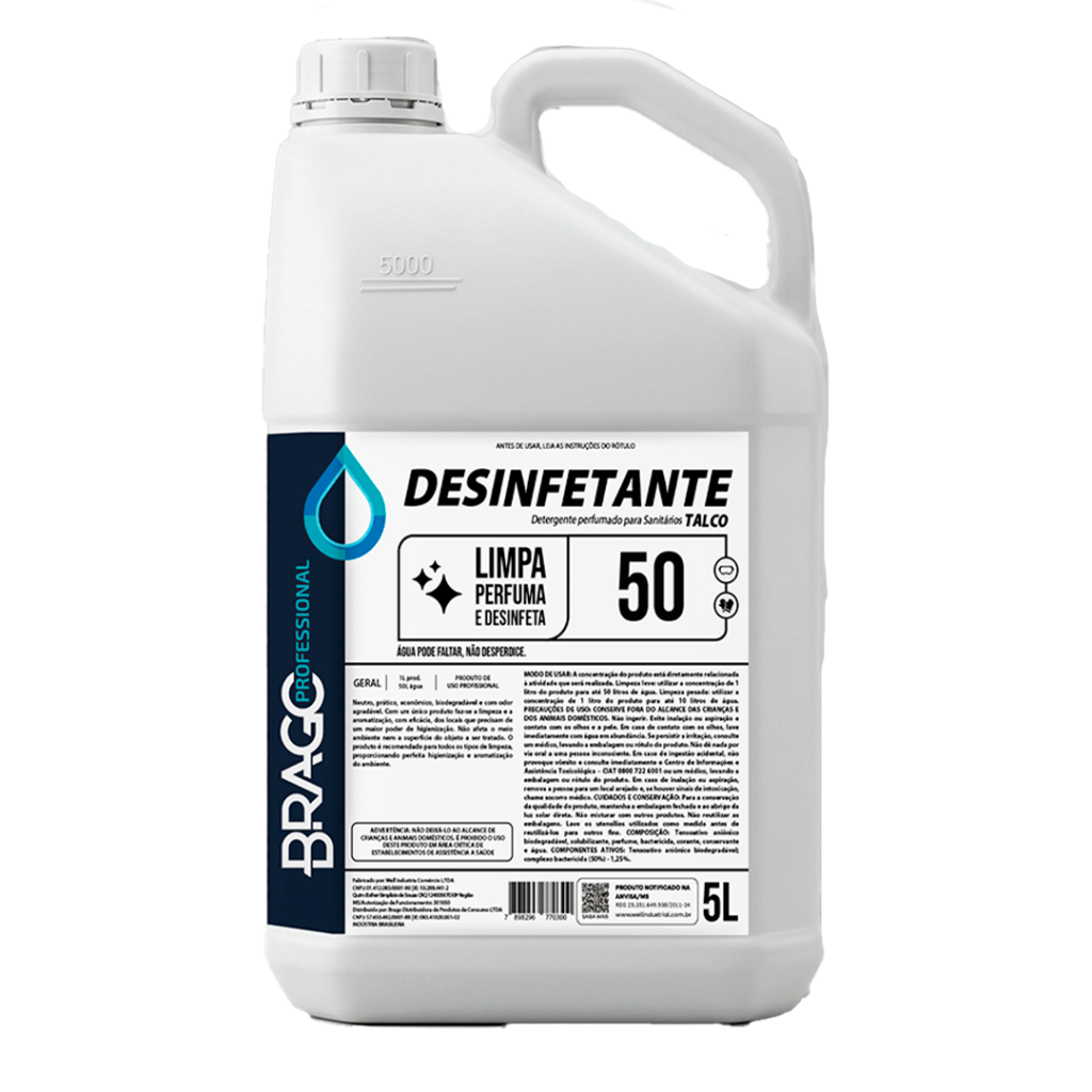 DESINF CONCENTRADO TALCO 5L 1/50 BRAGO PROFESSIONAL
