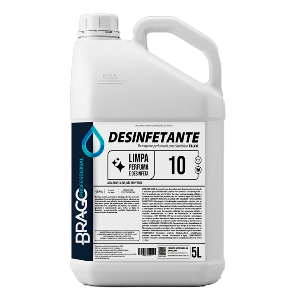 DESINF CONCENTRADO TALCO 5L 1/10 BRAGO PROFESSIONAL