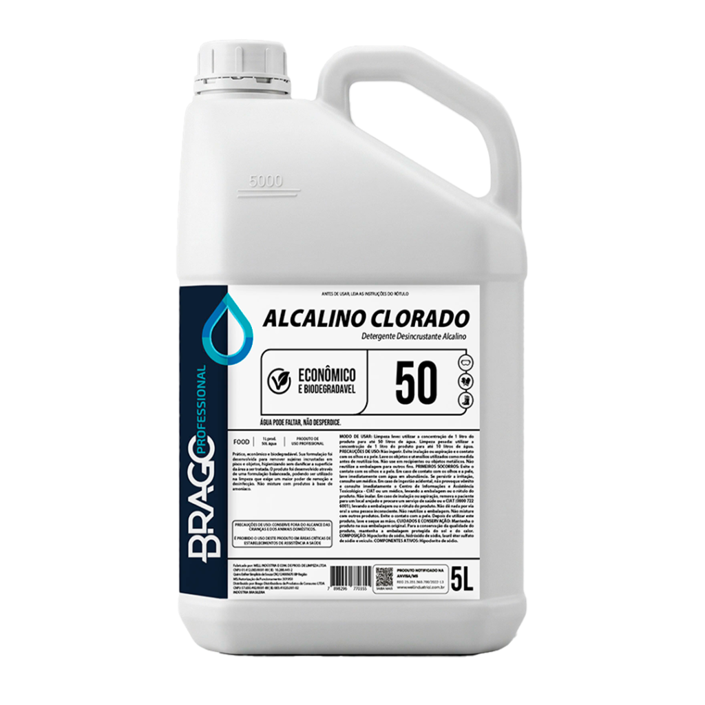 DETERG ALCALINO CLORADO 5L 1/50 BRAGO PROFESSIONAL