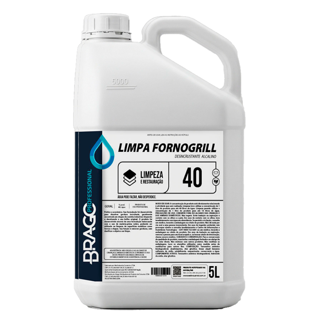 LIMPA CHAPA FORNOGRILL 5L 1/40 BRAGO PROFESSIONAL