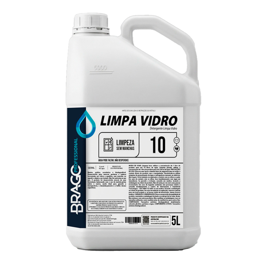 LIMPA VIDROS 5L 1/10 BRAGO PROFESSIONAL