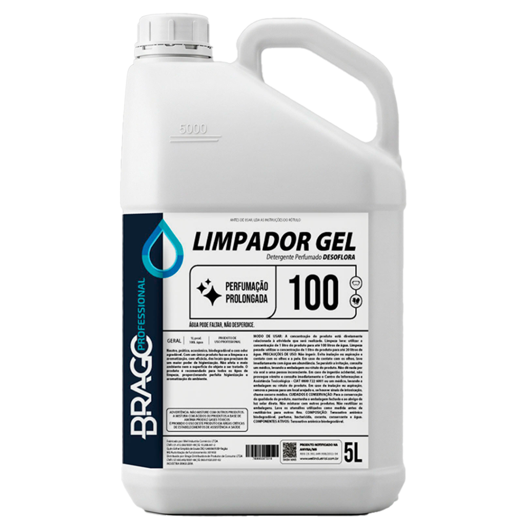 LIMPADOR GEL PERF DESOFLORA 5L 1/100 BRAGO PROFESSIONAL