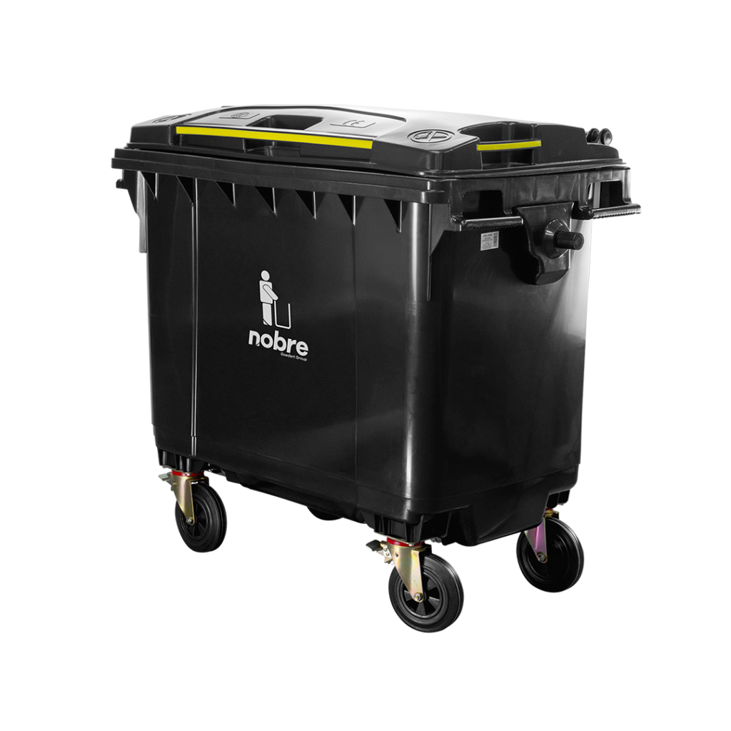 COLETORA PLASTICA 660L PRETO C/RODAS NOBRE
