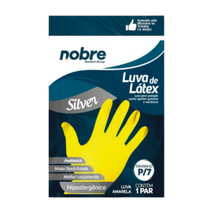 LUVA LATEX SILVER AMARELA TAM G/9 NOBRE