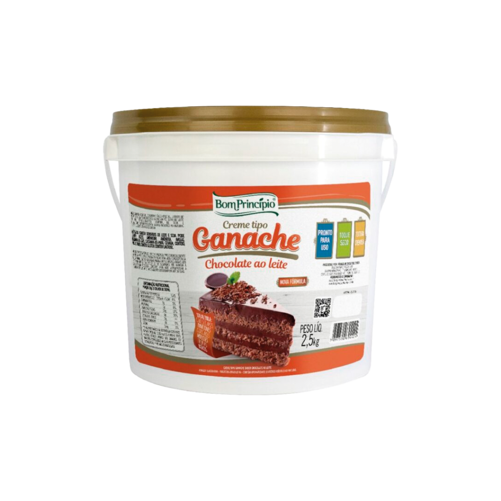 CREME GANACHE CHOCOLATE AO LEITE 2,5KG BOM PRINCIPIO