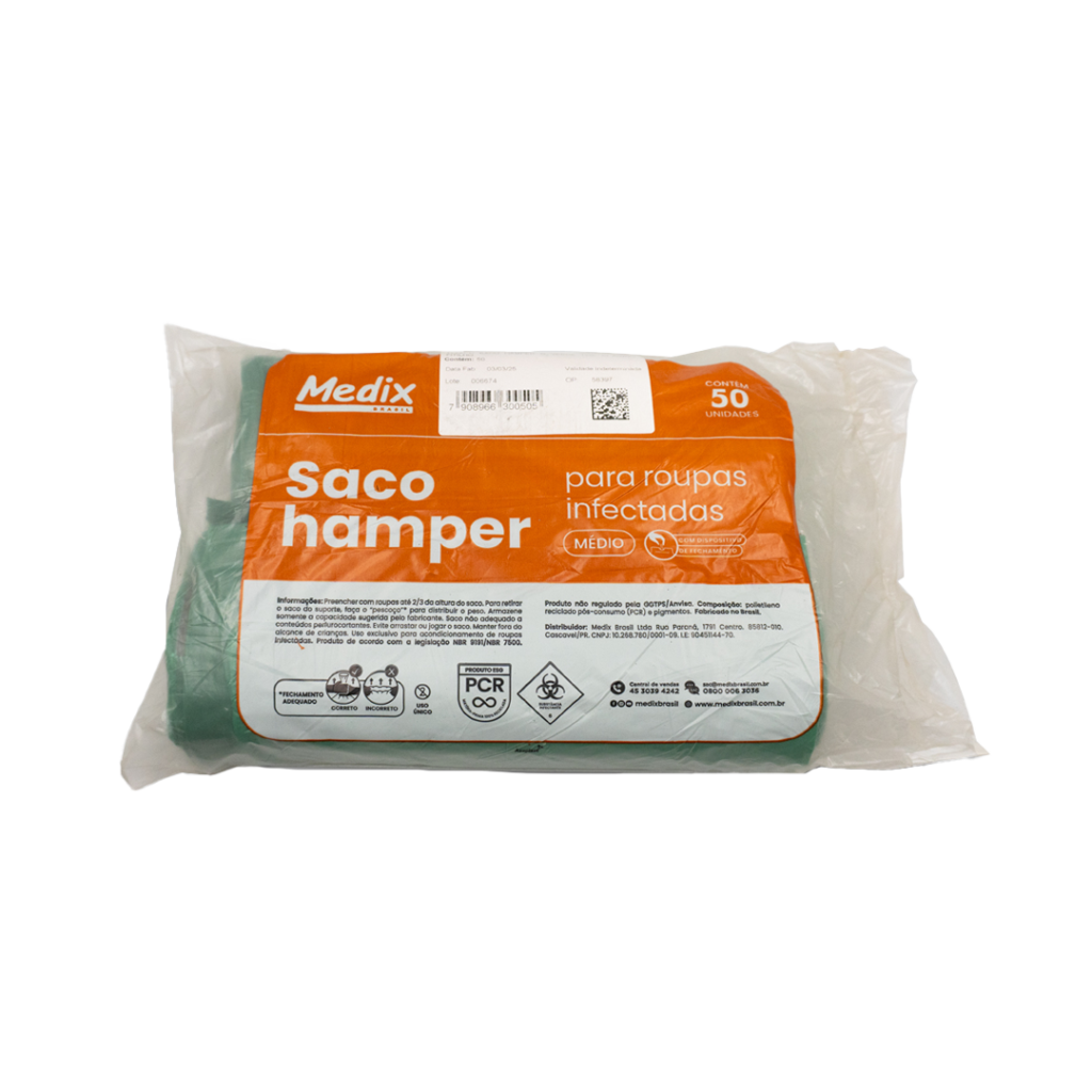 SACO HAMPER VERDE 120L C/FITILHO C/50 MEDIX