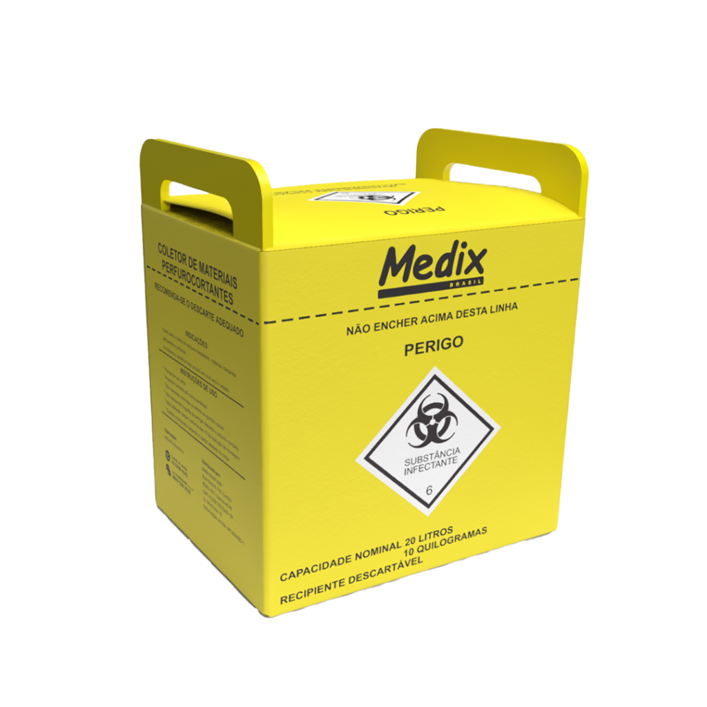 CAIXA COLETOR PERFURO CORTANTE AM 20L MEDIX