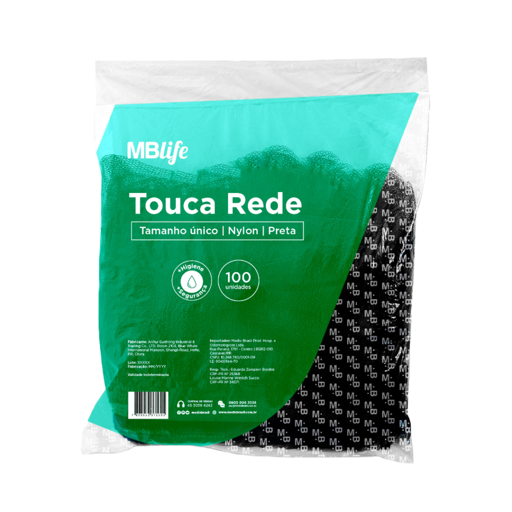TOUCA REDE PRETA INDIVIDUAL C/100 MEDIX
